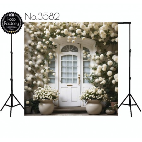 Backdrop white doors flowers 3582