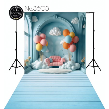 Backdrop pink sofa balloons 3603