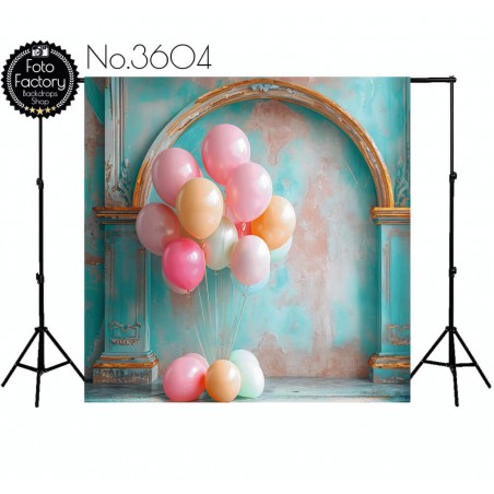 Backdrop rustic columns balloons 3604