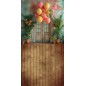 Backdrop rustic door flowers balloons 3605