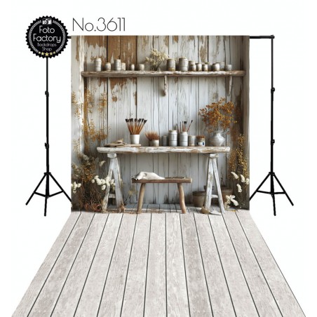 Backdrop wooden wall painting studio 3611