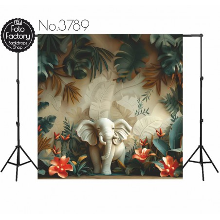 Backdrop elephant flowers decoration 3789