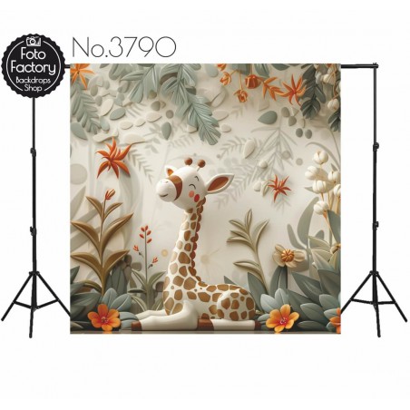 Backdrop giraffe flowers decoration 3790