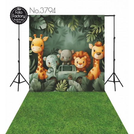 Backdrop cartoon animals leaves 3794