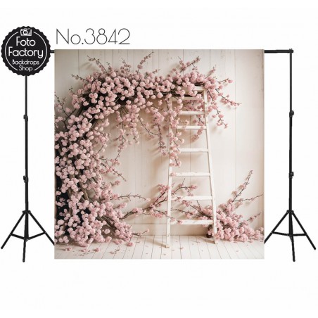 Backdrop pink flowers wall decoration 3842