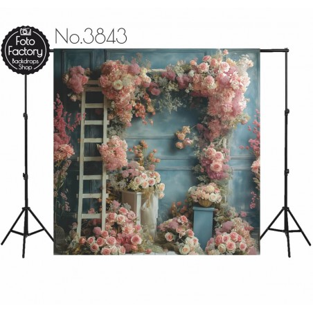 Backdrop pink flowers wall decoration 3843