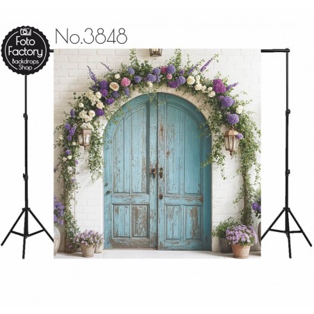 Backdrop flowers blue door decoration 3848