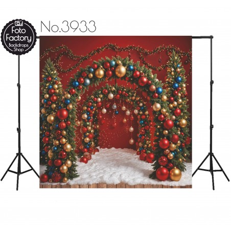 Backdrop Christmas baubles lights decorations 3933