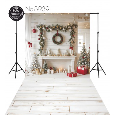 Backdrop Christmas light wooden interior 3939