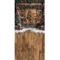 Backdrop Christmas wooden interior Christmas trees gifts 3940