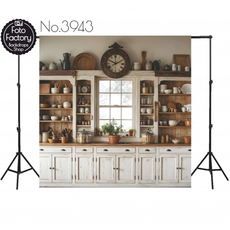 Backdrop Christmas wooden kitchen 3943