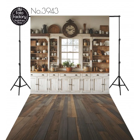 Backdrop Christmas wooden kitchen 3943