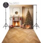 Backdrop Christmas fireplace Christmas tree gifts 3950