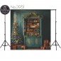 Backdrop Christmas green sideboard christmas tree gifts 3951