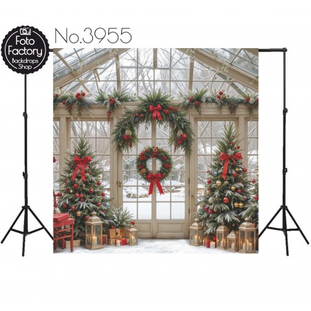 Backdrop Christmas glass wall Christmas tree Christmas decorations 3955