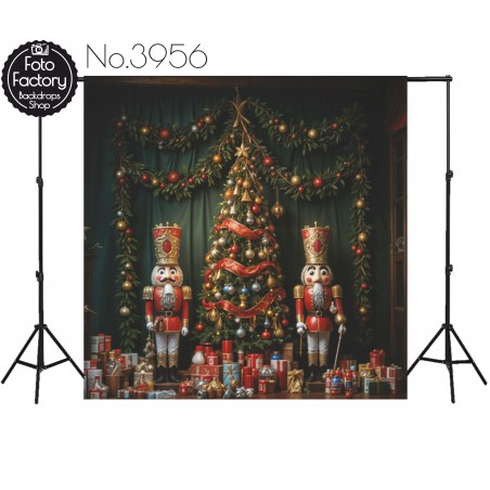 Backdrop Christmas wooden figures Christmas tree gifts 3956