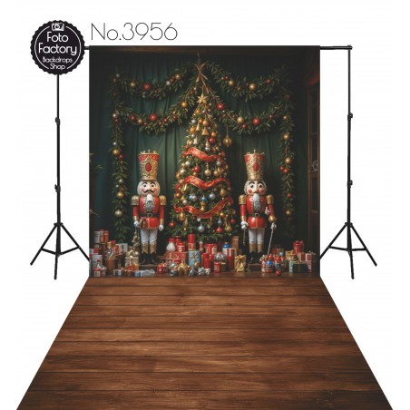 Backdrop Christmas wooden figures Christmas tree gifts 3956