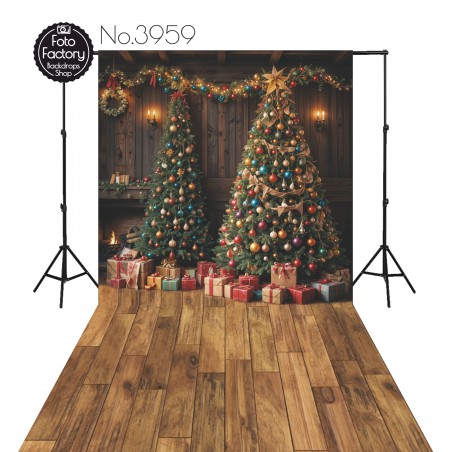 Backdrop Christmas big Christmas tree gifts 3959