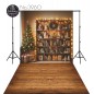 Backdrop Christmas shelf with Christmas decorations Christmas tree 3960