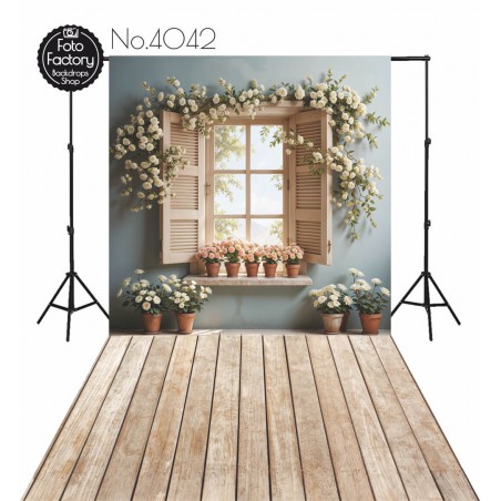 Backdrop spring theme flowers window 4042