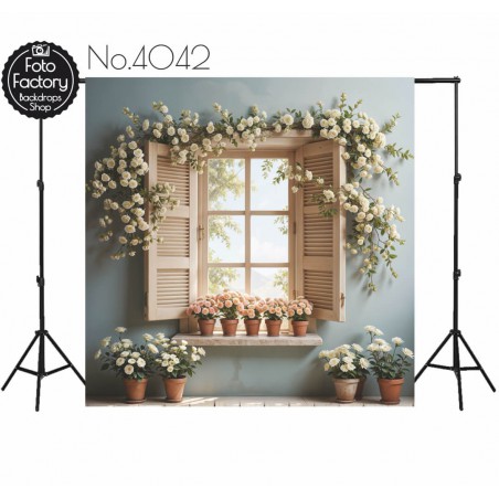 Backdrop spring theme flowers window 4042