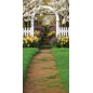 Backdrop spring theme flowers white fence 4048