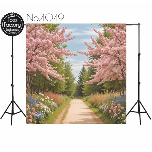 Backdrop spring theme trees road 4049