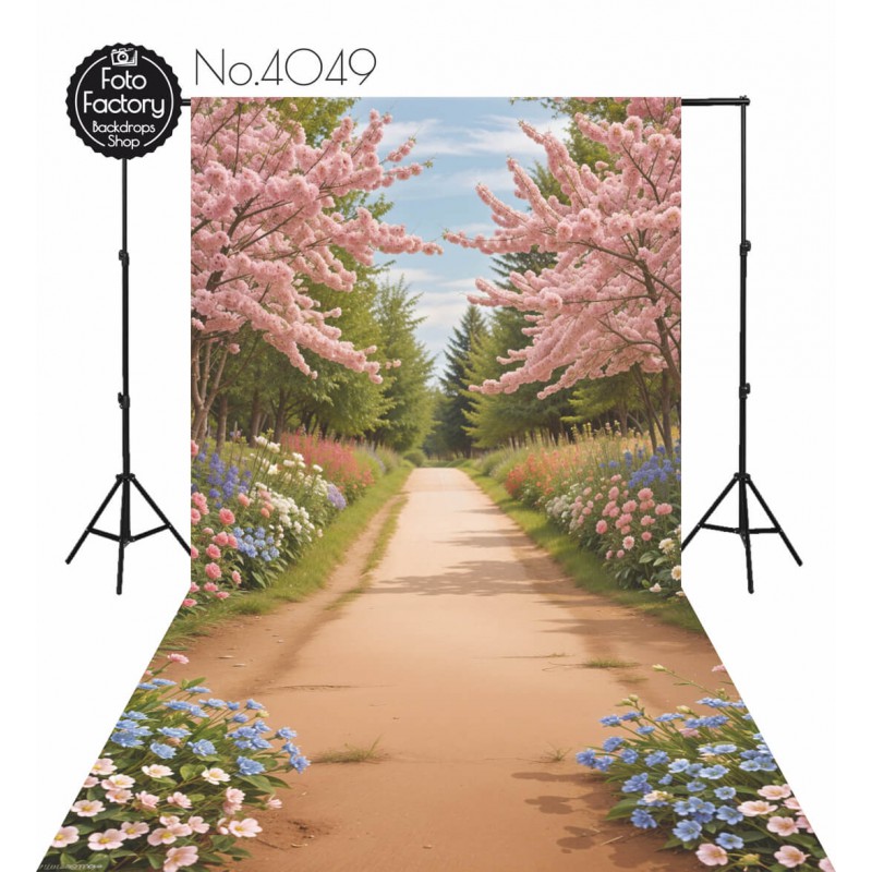 Backdrop spring theme trees road 4049