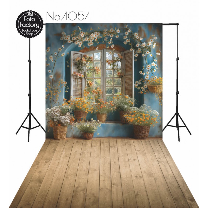 Backdrop spring theme flowers window 4054