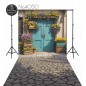 Backdrop spring theme flowers blue door 4050