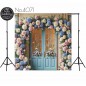 Backdrop spring theme flowers blue door 4071