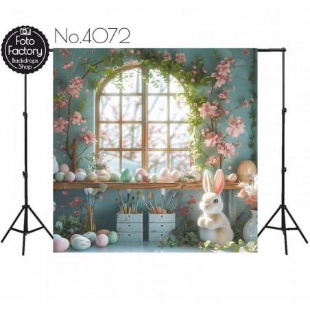 Backdrop Easter window flowers 4072