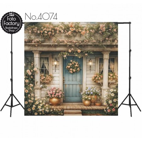 Backdrop house colorful flowers 4074