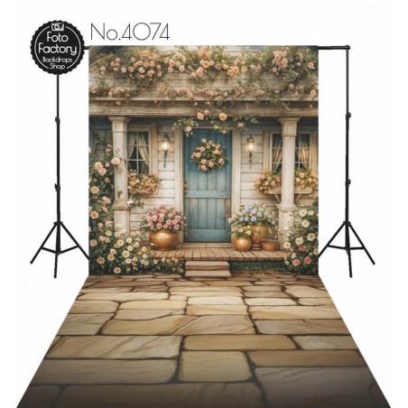 Backdrop house colorful flowers 4074