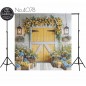 Backdrop yellow door colorful flowers 4078