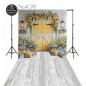 Backdrop yellow door colorful flowers 4078