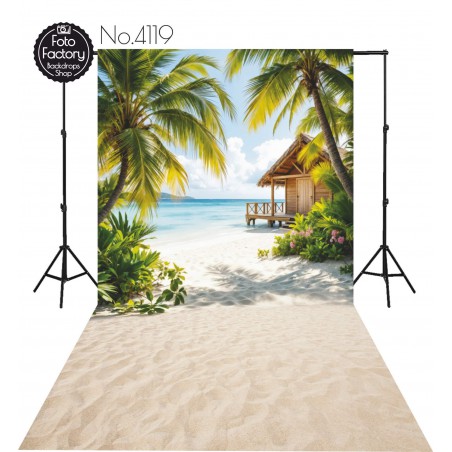 Backdrop beach palm trees cottage 4119
