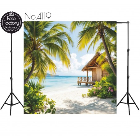Backdrop beach palm trees cottage 4119