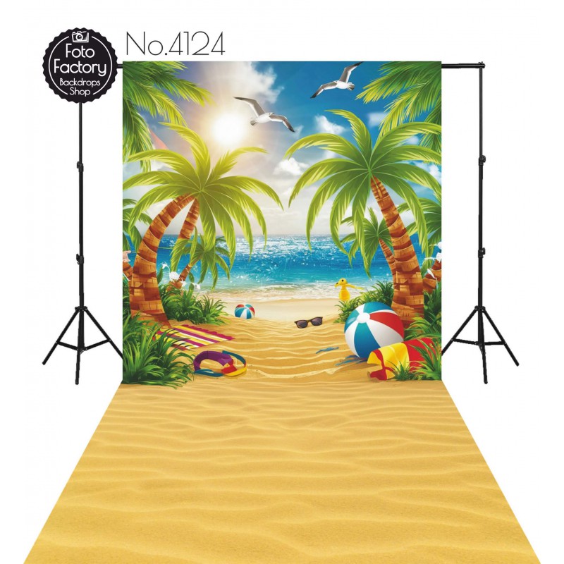 Backdrop beach palm trees 4124