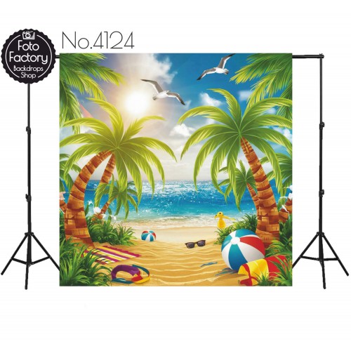 Backdrop beach palm trees 4124