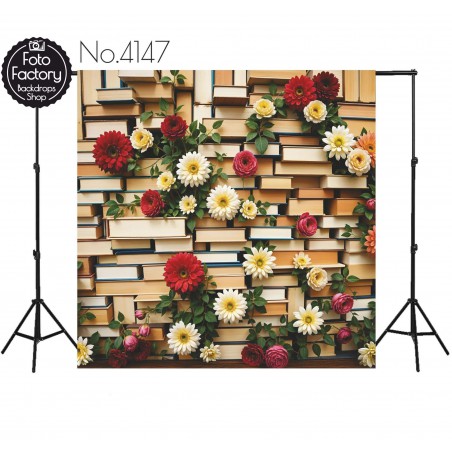 Tło Fotograficzne książki kwiaty 4147