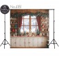 Backdrop Christmas wooden kitchen 4181
