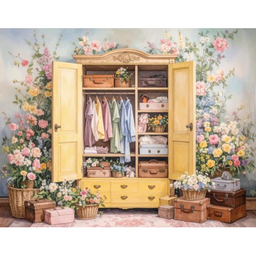 Backdrop spring theme flowers wardrobe 4210