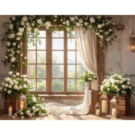 Backdrop spring theme flowers window 4218