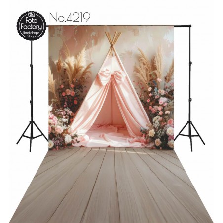 Tło Fotograficzne wiosenne wiosna kwiaty namiot tipi - Fotofactory24.pl