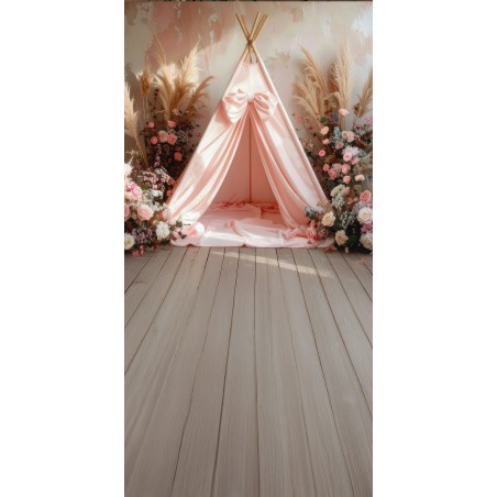 Backdrop spring theme flowers tipi tent - Fotofactory24.pl