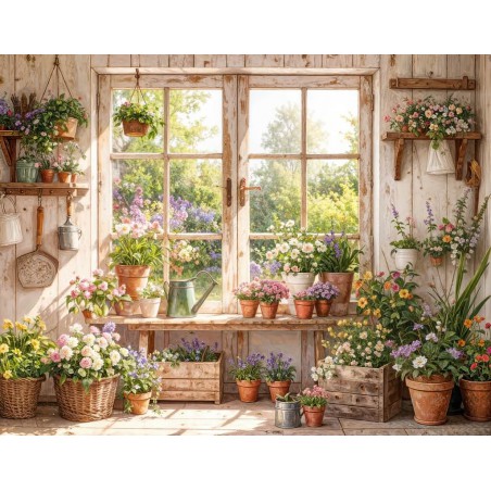 Backdrop spring theme flowers window 4228