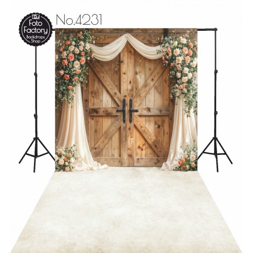 Backdrop flowers backcloth rustic door  Fotofactory24.pl