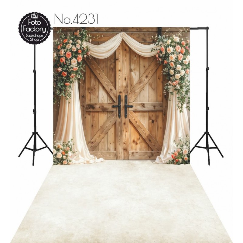 Backdrop flowers backcloth rustic door 4231 Backdrop flowers backcloth rustic door 4231