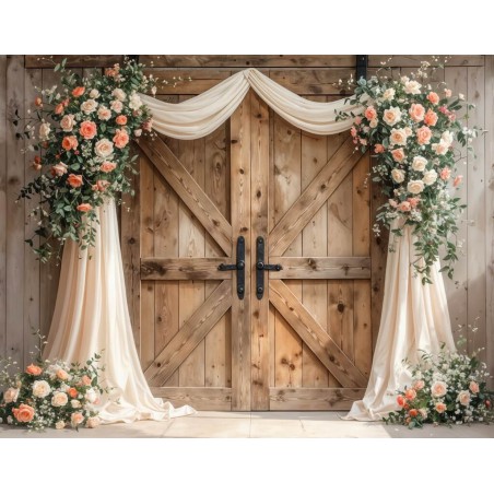 Backdrop flowers backcloth rustic door 4231